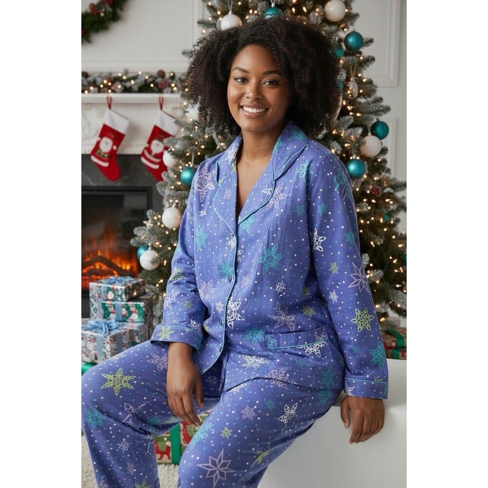 PajamaGram NEW womens 2-Piece Christmas Snowflake pajama set 3X